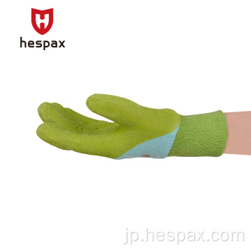Hespax 13Gauge 3/4クリンクルラテックスキッズガーデニンググローブ